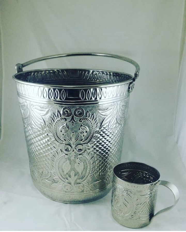 Metal Bucket with Mug