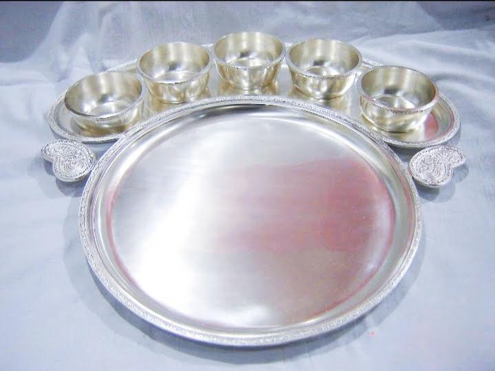 Silver plated maharaja thali set